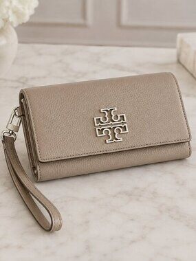 Tory Burch Britten Smartphone Wristlet French Gray NWT